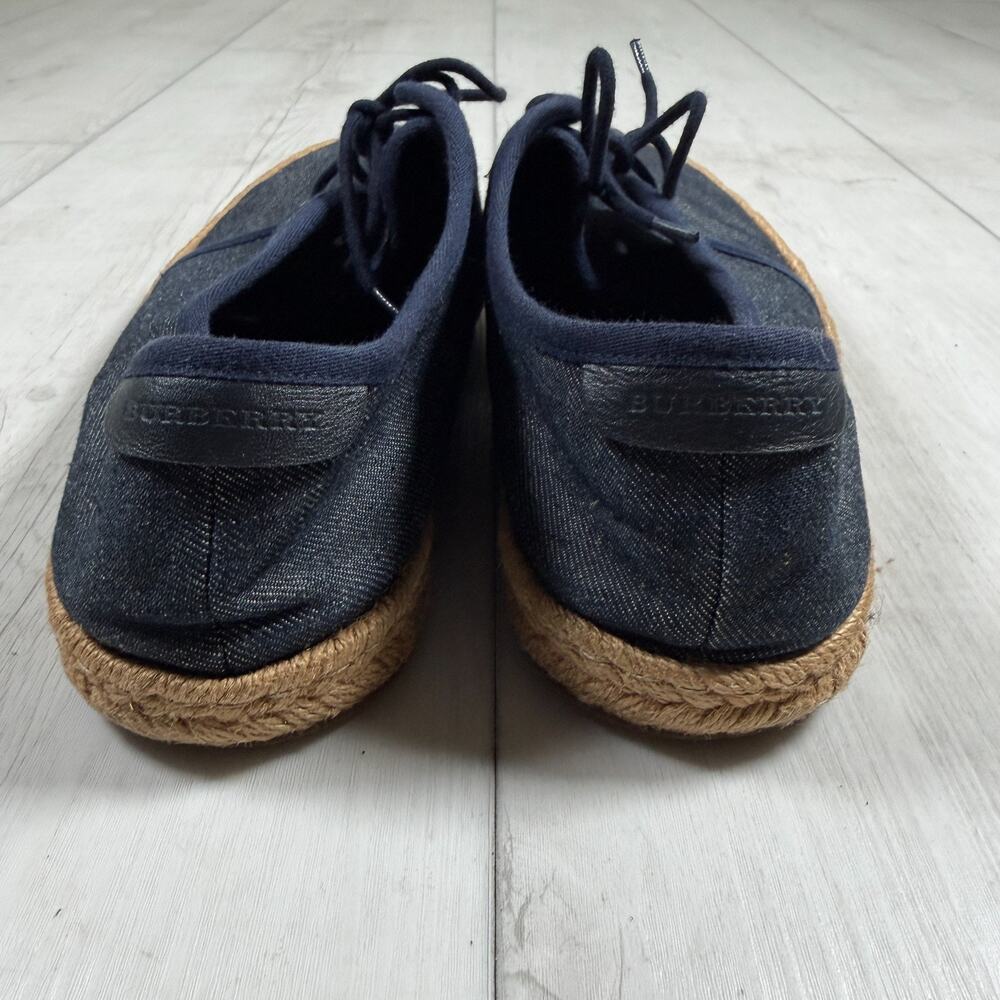 BURBERRY Mens Euro 43/ US 10 Navy Blue Denim Espadrille Laced Shoes Travel - Picture 5 of 10
